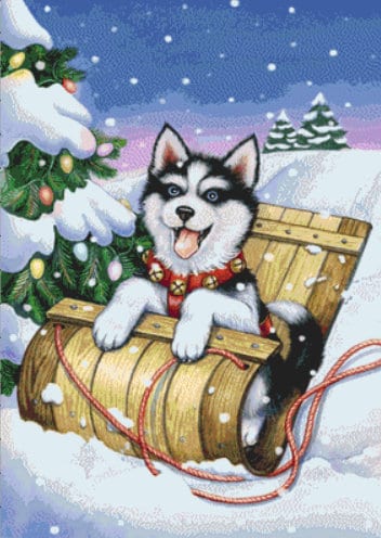 Husky Winter cross stitch pattern by Rose Mary Berlin/Ansada Art Licensing Group, LLC