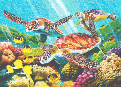 Sea Turtles cross stitch pattern by Cobble Hill Puzzle Company/Ansada Art Licensing Group, LLC.