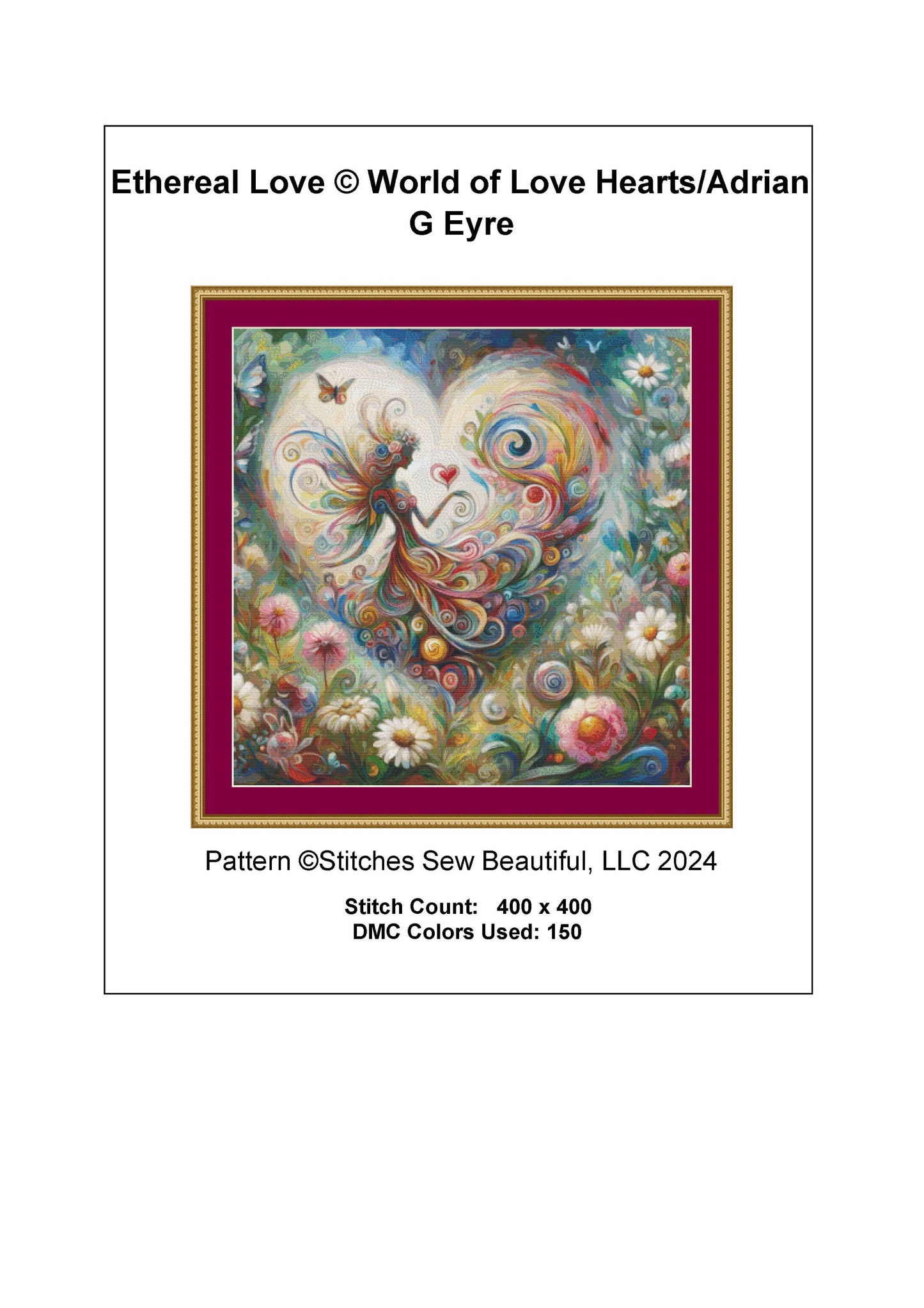 Ethereal Love (Max Colors) cross stitch pattern by World of Love Hearts/Adrian G Eyre