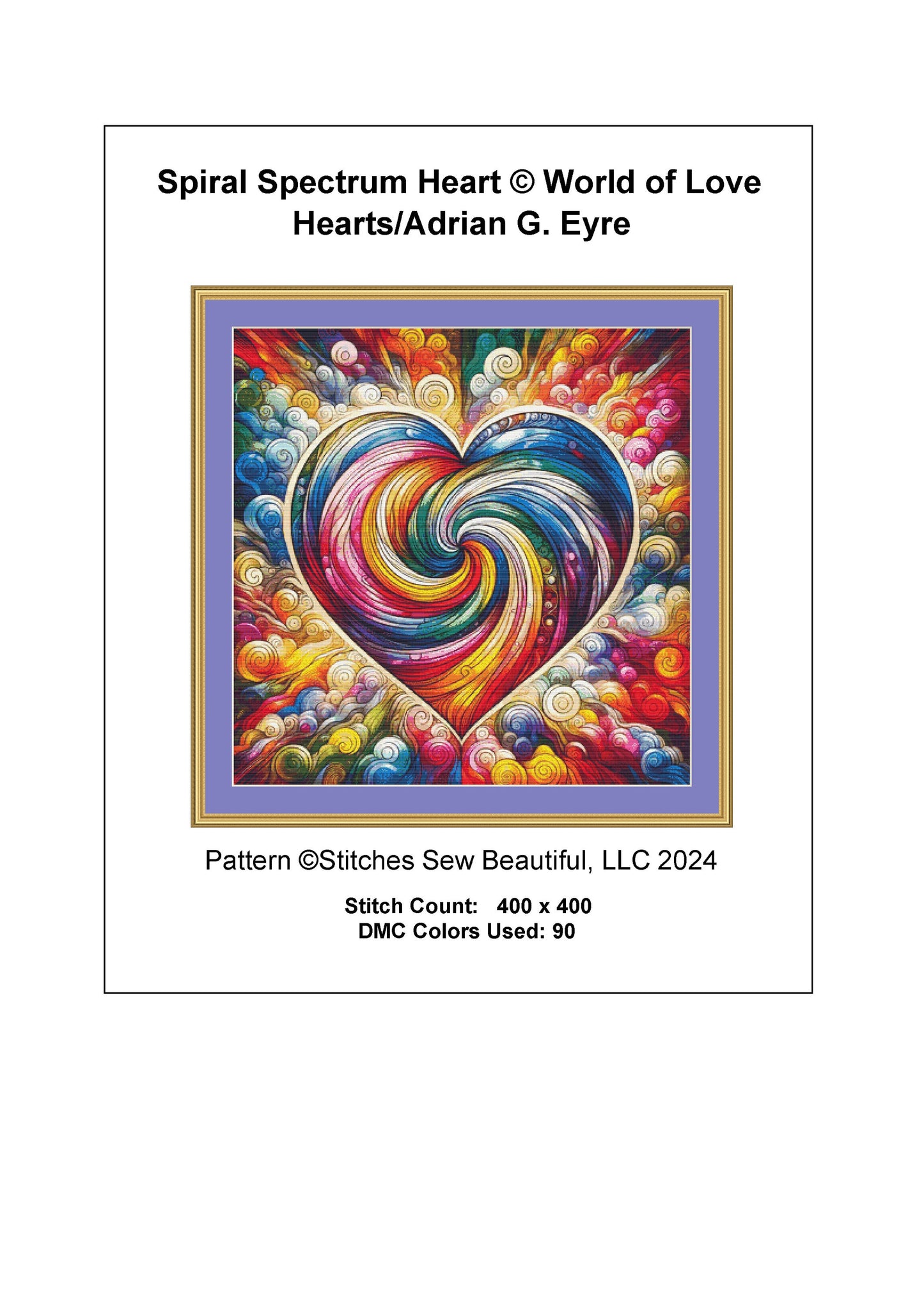 Spiral Spectrum Heart cross stitch pattern by World of Love Hearts/Adrian G. Eyre