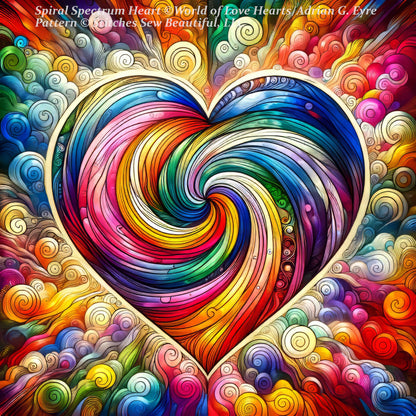 Spiral Spectrum Heart (Max Colors) cross stitch pattern by World of Love Hearts/Adrian G. Eyre