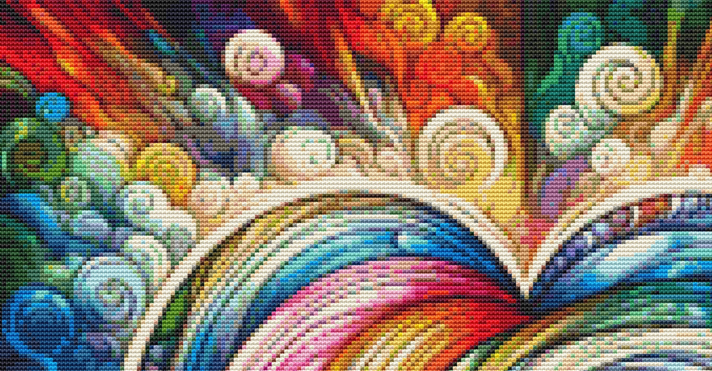 Spiral Spectrum Heart (Small) cross stitch pattern by World of Love Hearts/Adrian G. Eyre