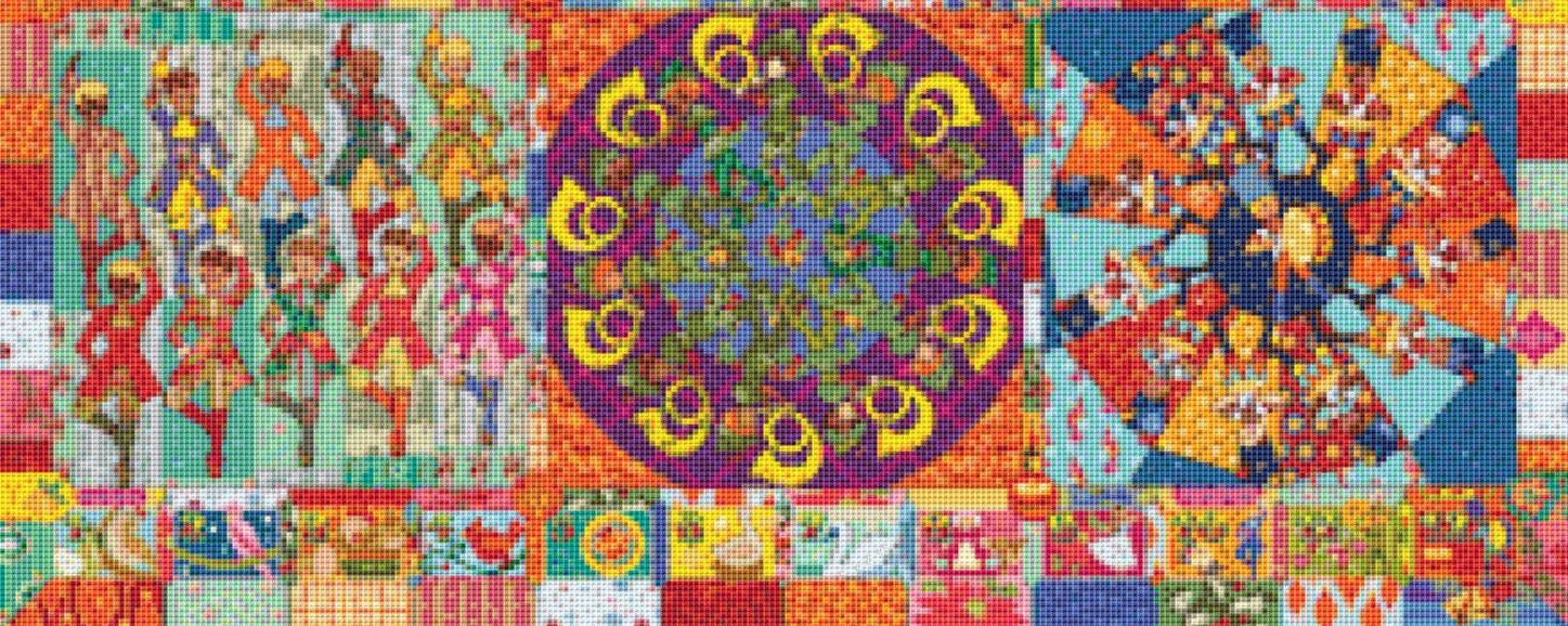 Twelve Days Quilt counted cross stitch pattern by Cobble Hill Puzzle Company/Ansada Art Licensing Group, LLC