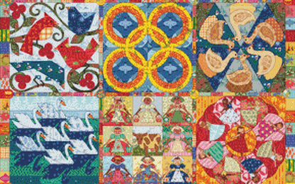 Twelve Days Quilt counted cross stitch pattern by Cobble Hill Puzzle Company/Ansada Art Licensing Group, LLC