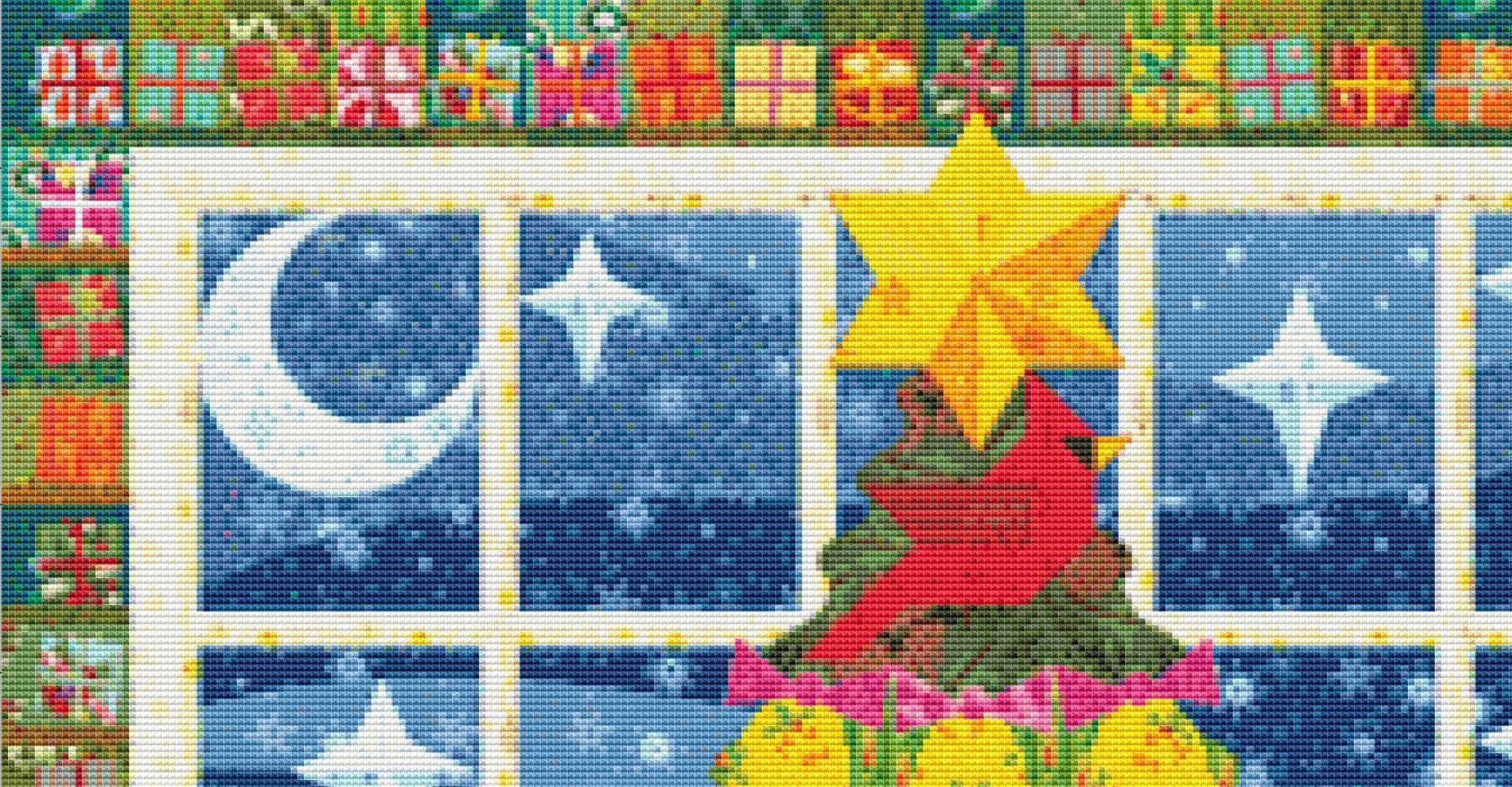 Quilted Christmas Tree cross stitch pattern by Cobble Hill Puzzle Company/Ansada Art Licensing Group, LLC.