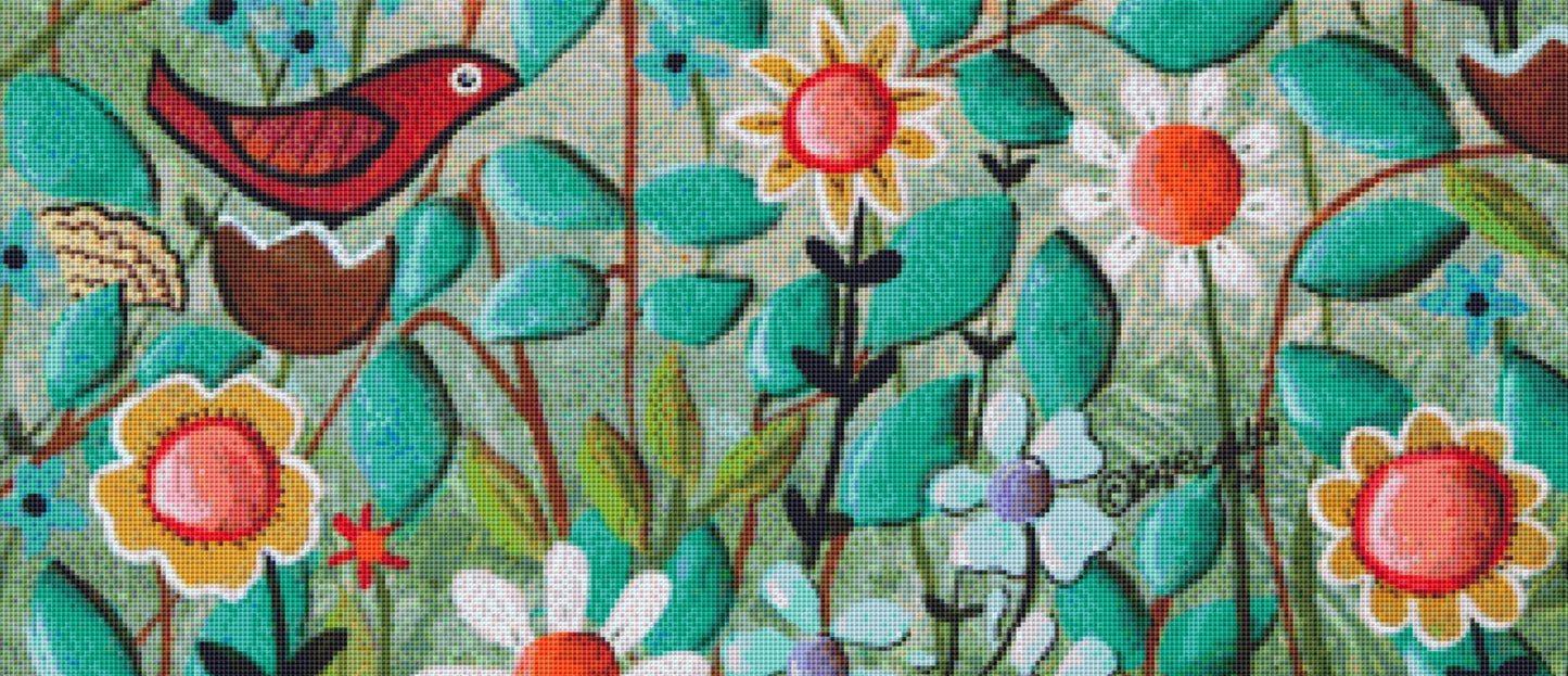 Birds and Blooms counted cross stitch pattern by Karla Gerard