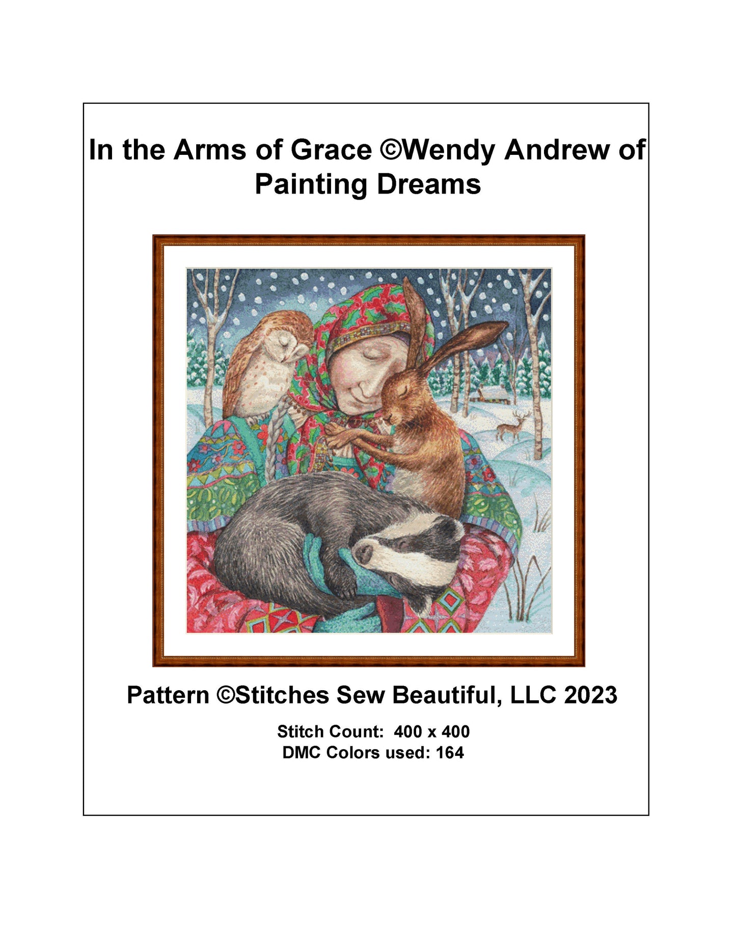 In the Arms of Grace cross stitch pattern by Wendy Andrew of PaintingDreams