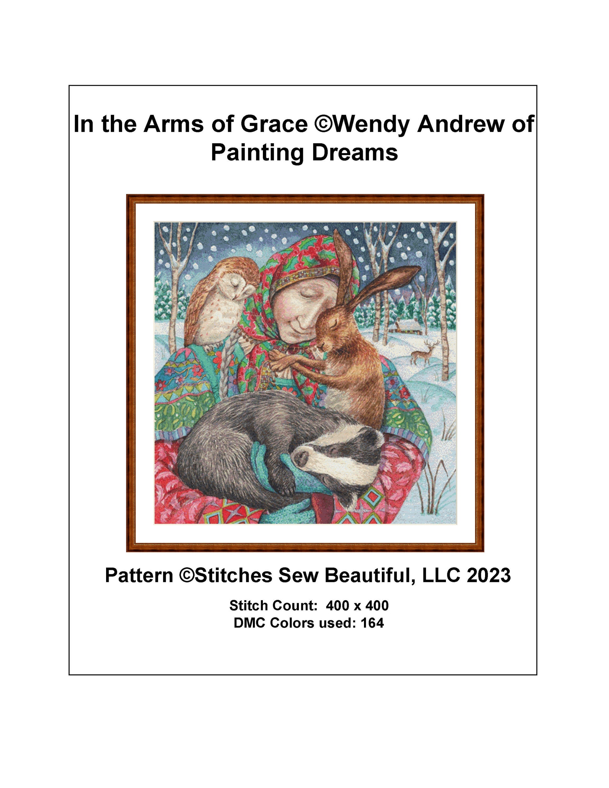 In the Arms of Grace cross stitch pattern by Wendy Andrew of PaintingDreams