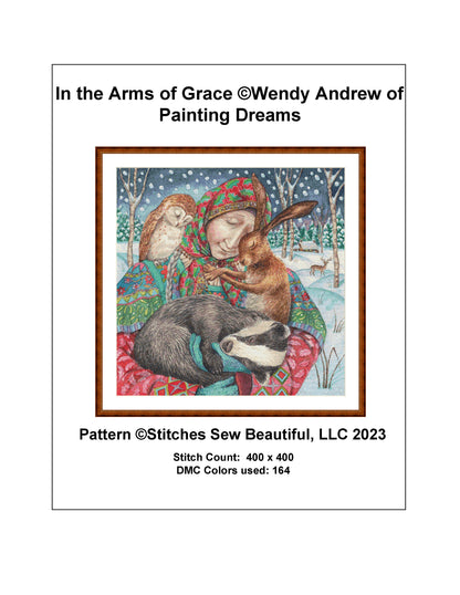 In the Arms of Grace cross stitch pattern by Wendy Andrew of PaintingDreams