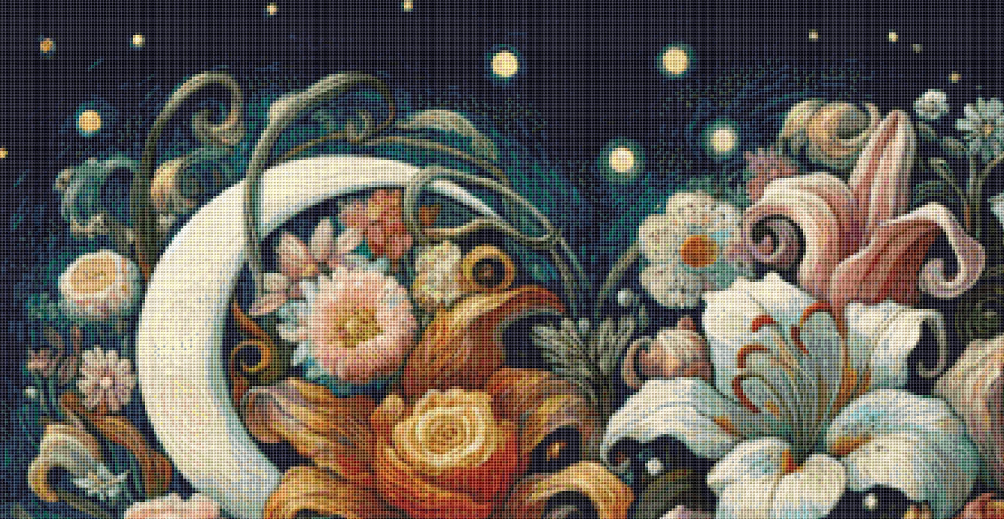 Midnight Blossom Dreamscape (Max Colors) cross stitch pattern by World of Love Hearts/Adrian G. Eyre