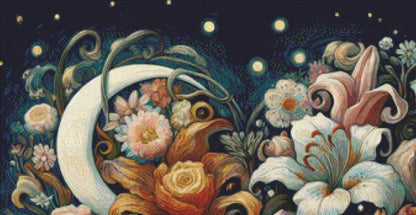 Midnight Blossom Dreamscape (Max Colors) cross stitch pattern by World of Love Hearts/Adrian G. Eyre