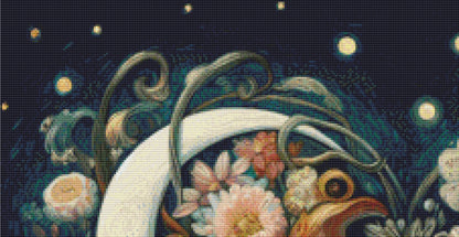 Midnight Blossom Dreamscape (Max Colors) cross stitch pattern by World of Love Hearts/Adrian G. Eyre