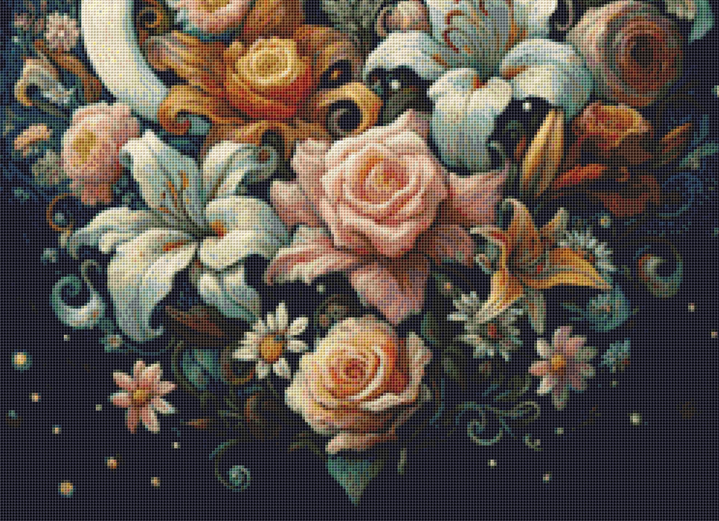 Midnight Blossom Dreamscape (Small) cross stitch pattern by World of Love Hearts/Adrian G. Eyre
