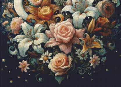 Midnight Blossom Dreamscape (Small) cross stitch pattern by World of Love Hearts/Adrian G. Eyre