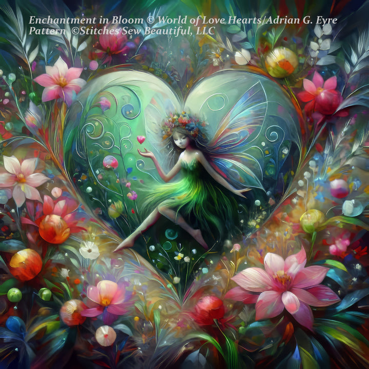 Enchantment in Bloom cross stitch pattern by World of Love Hearts/Adrian G. Eyre