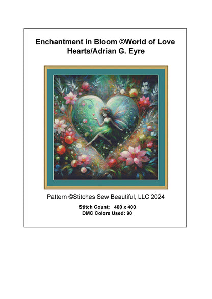 Enchantment in Bloom cross stitch pattern by World of Love Hearts/Adrian G. Eyre