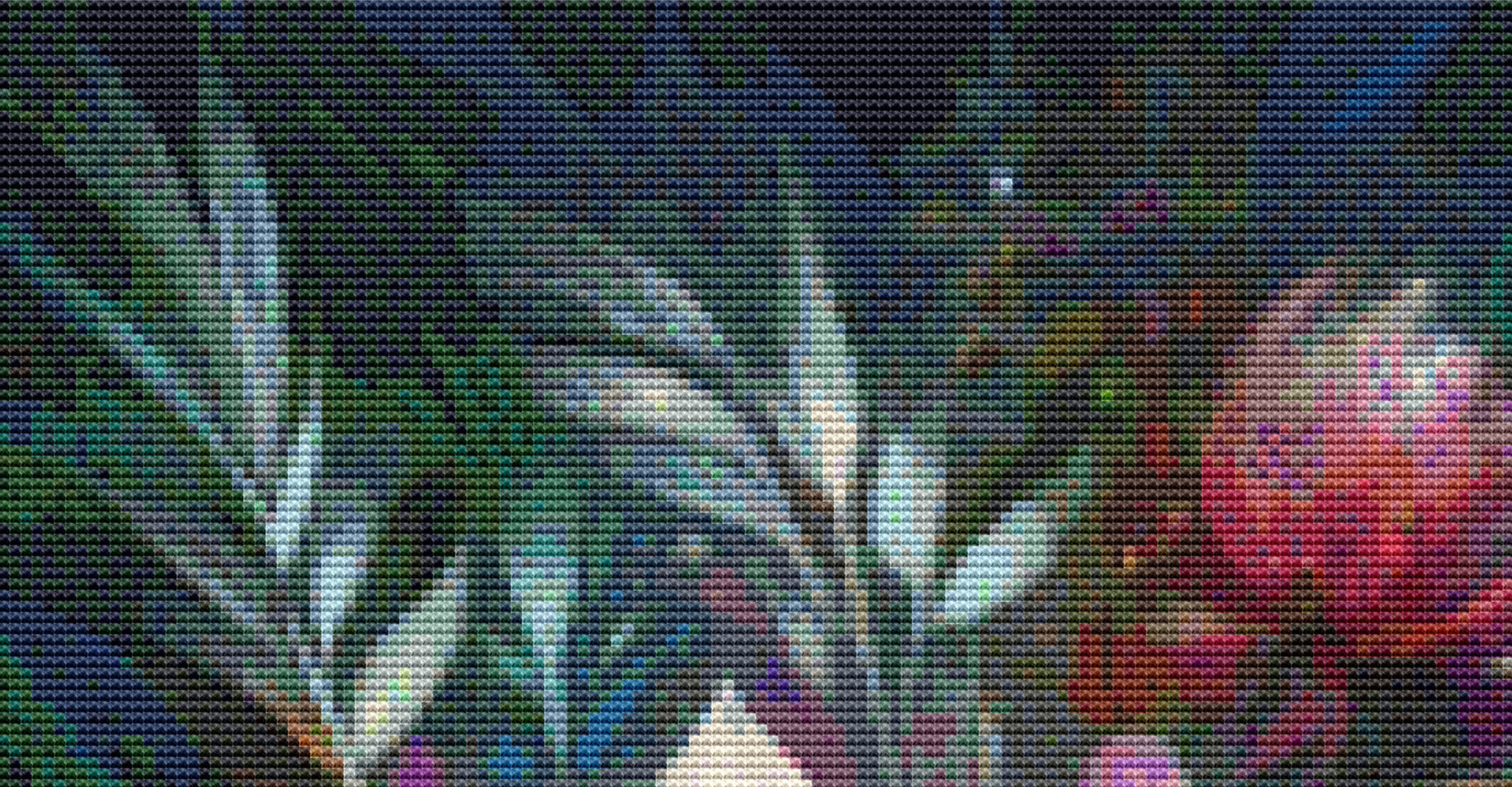 Enchantment in Bloom (Max Colors) cross stitch pattern by World of Love Hearts/Adrian G. Eyre