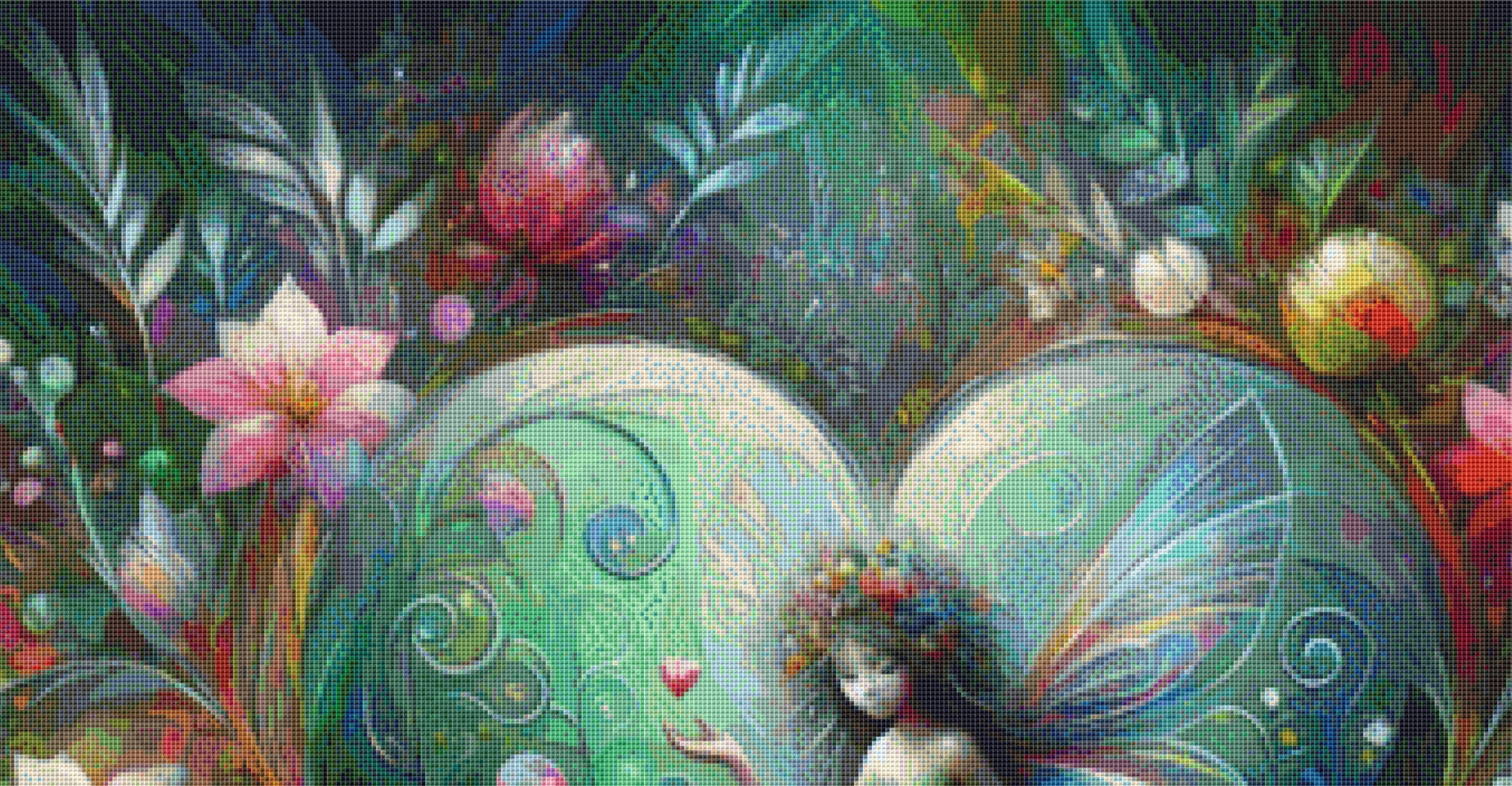 Enchantment in Bloom (Max Colors) cross stitch pattern by World of Love Hearts/Adrian G. Eyre