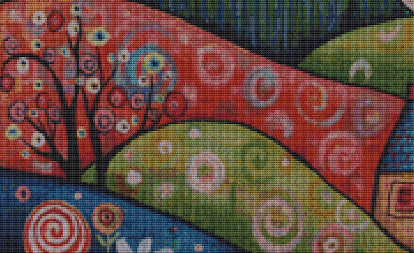 Pink Swirl Sky cross stitch pattern by Karla Gerard