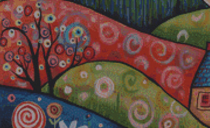 Pink Swirl Sky cross stitch pattern by Karla Gerard