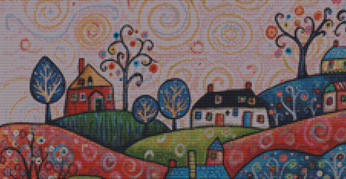 Pink Swirl Sky (Small) cross stitch pattern by Karla Gerard
