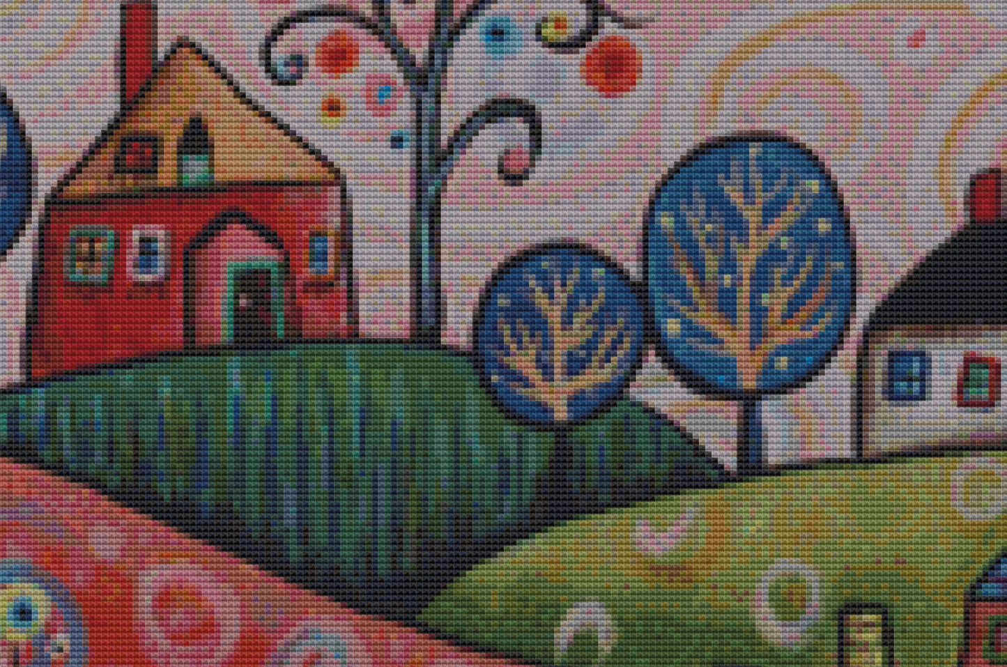 Pink Swirl Sky (Max Colors) cross stitch pattern by Karla Gerard
