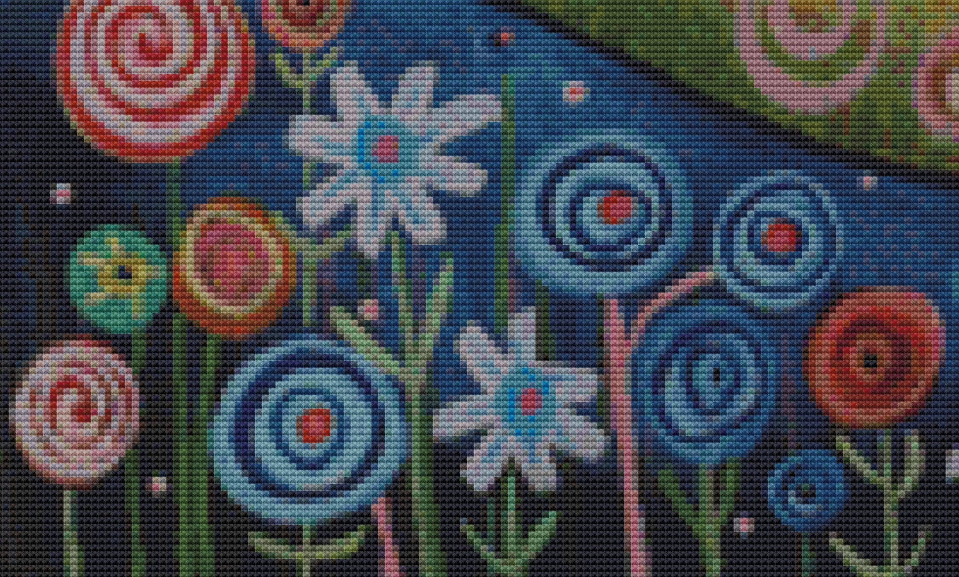 Pink Swirl Sky (Max Colors) cross stitch pattern by Karla Gerard