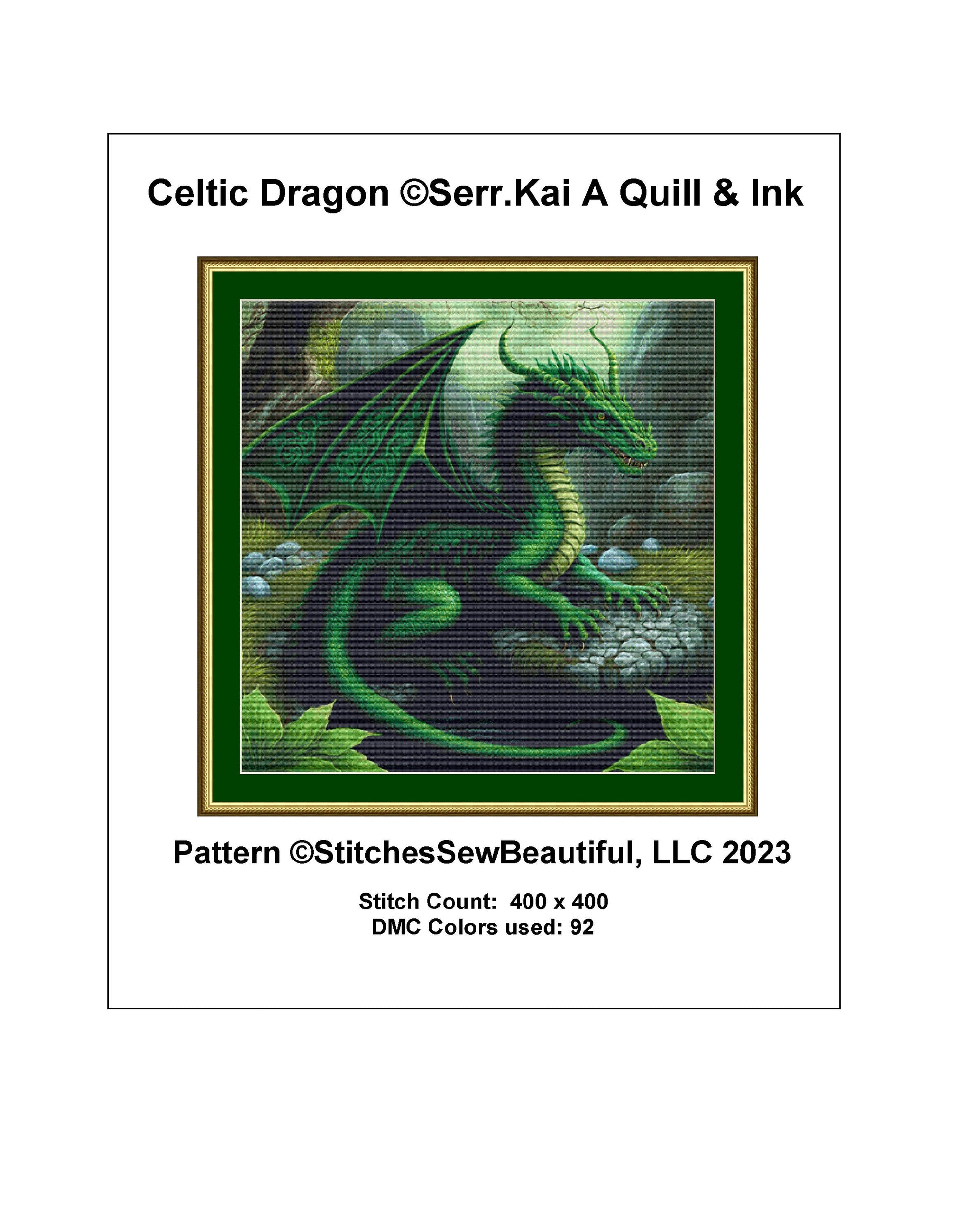 Celtic Dragon cross stitch pattern by Serr.Kai A Quill & Ink