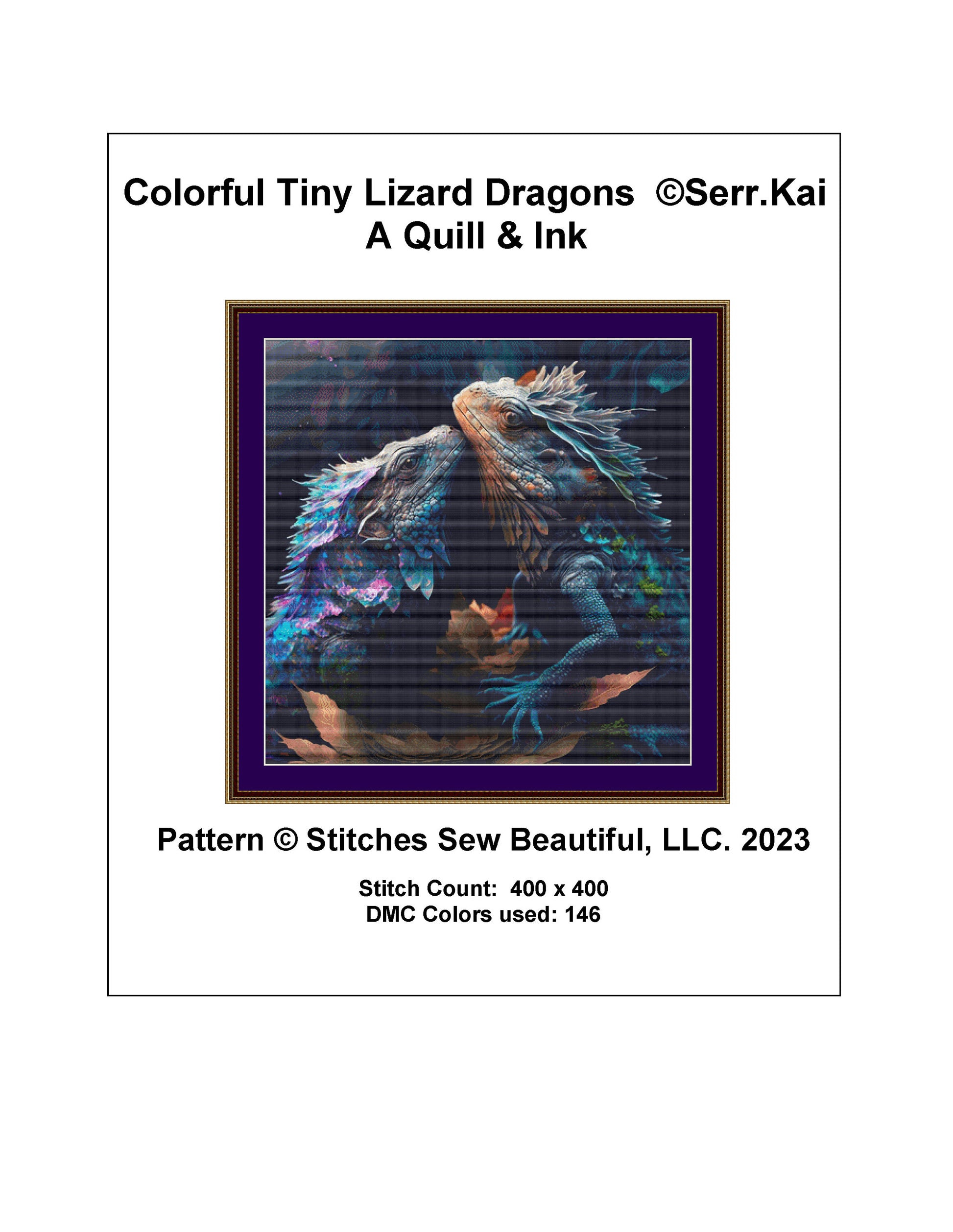 Colorful Tiny Lizard Dragons cross stitch pattern by Serr.Kai A Quill & Ink