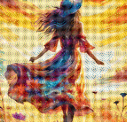 Bohemian Elegance Amongst Wildflowers cross stitch pattern by World of Love Hearts/Adrian G. Eyre