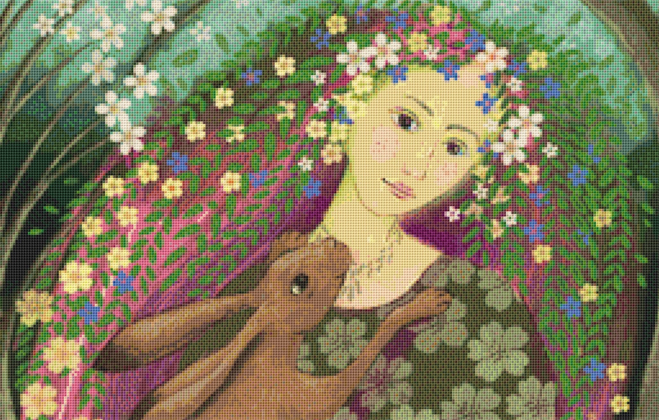 Flower Maiden cross stitch pattern by Wendy Andrew of PaintingDreams