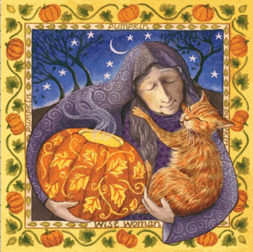 Pumpkin Wise Woman cross stitch pattern by Wendy Andrew of Painting Dreams