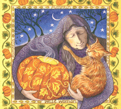 Pumpkin Wise Woman cross stitch pattern by Wendy Andrew of Painting Dreams