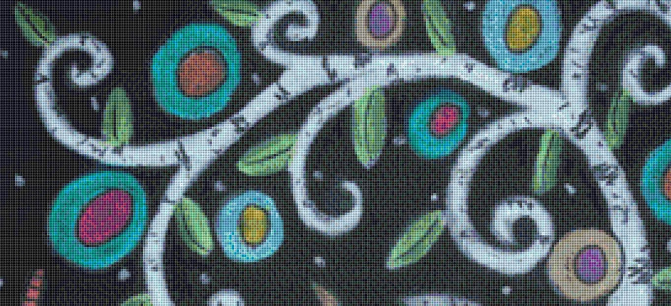 Birch Village counted cross stitch pattern by Karla Gerard