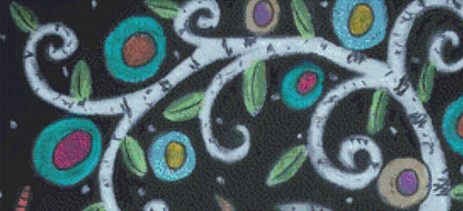 Birch Village counted cross stitch pattern by Karla Gerard