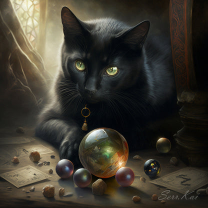 Black Cat Superstitious Marbles by Serr.Kai A Quill & Ink