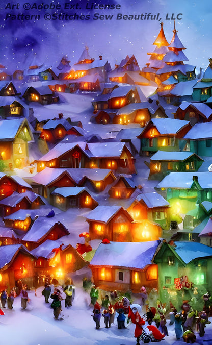 Christmas Light Village ©Adobe Ext. License cross stitch pattern by StitchesSewBeautiful