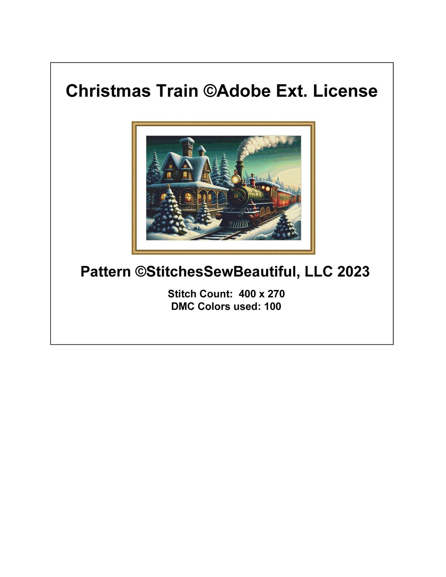 Christmas Train ©Adobe Ext. License cross stitch pattern by StitchesSewBeautiful