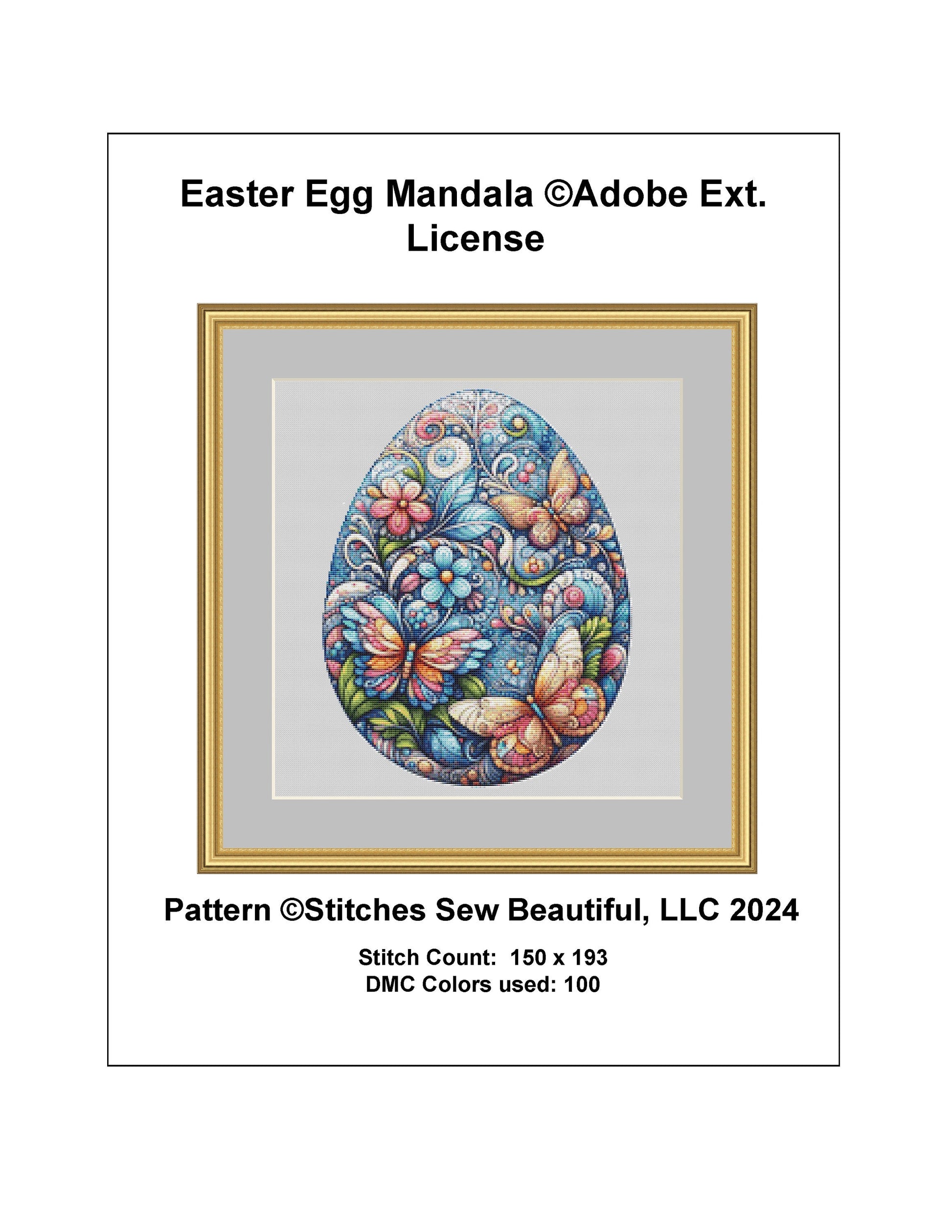 Easter Egg Mandala ©Adobe Ext. License cross stitch pattern by StitchesSewBeautiful, LLC.