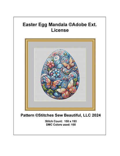 Easter Egg Mandala ©Adobe Ext. License cross stitch pattern by StitchesSewBeautiful, LLC.