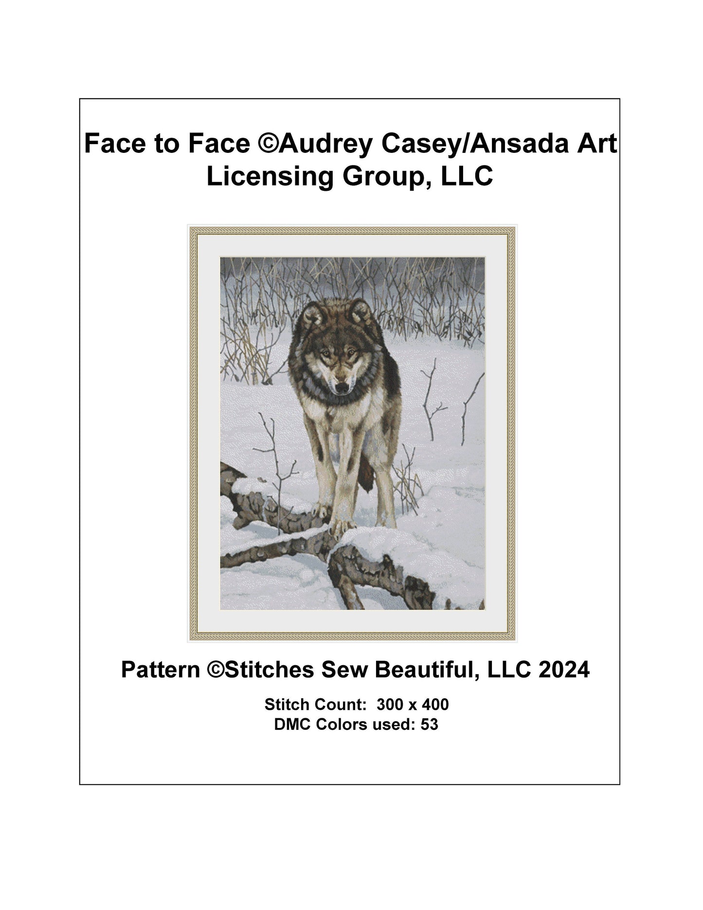 Face to Face cross stitch pattern by Audrey Casey/Ansada Art Licensing Group, LLC