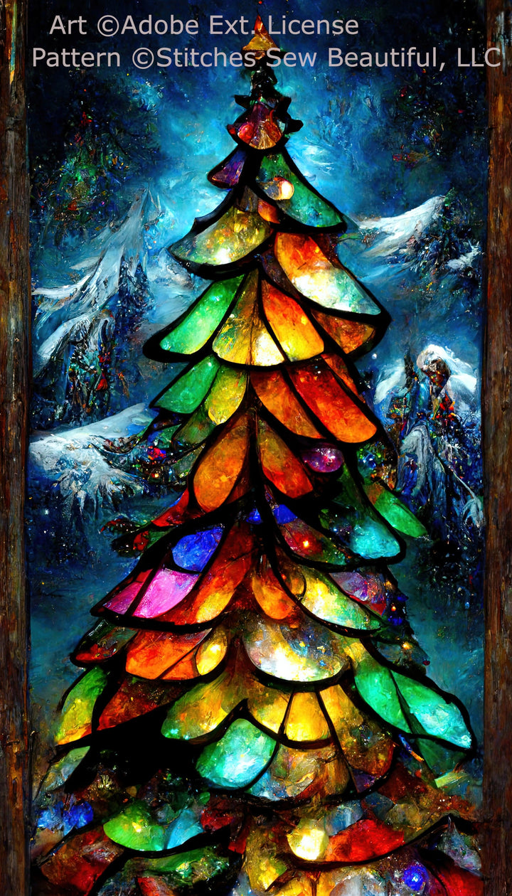 Stained Glass Christmas Tree ©Adobe Ext. License cross stitch pattern by StitchesSewBeautiful