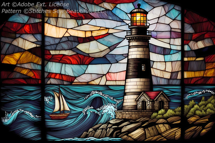 Stained Glass Lighthouse ©Adobe Ext. License cross stitch pattern by IllusioninChaos