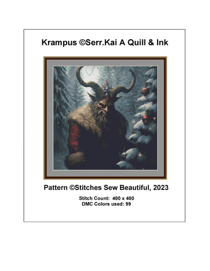 Krampus cross stitch pattern by Serr.Kai A Quill & Ink
