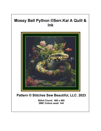 Mossy Ball Python cross stitch pattern by Serr.Kai A Quill & Ink