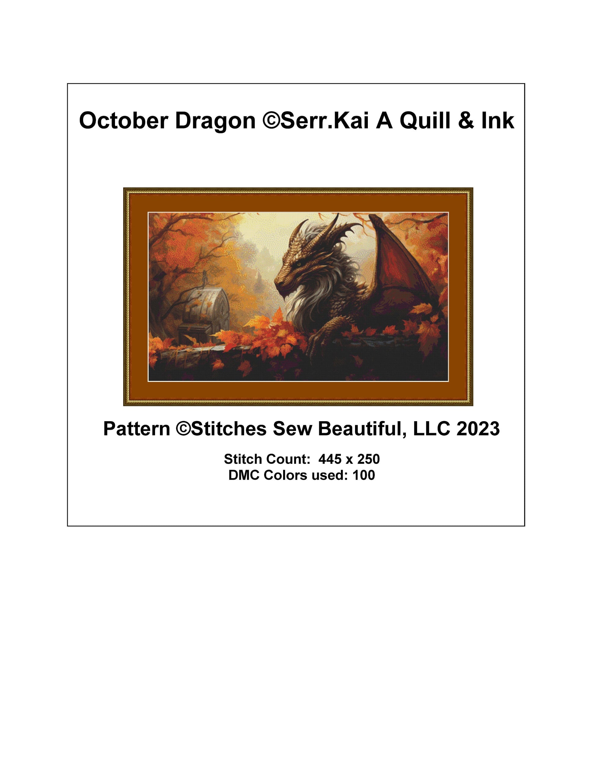 October Dragon cross stitch pattern by Serr.Kai A Quill & Ink