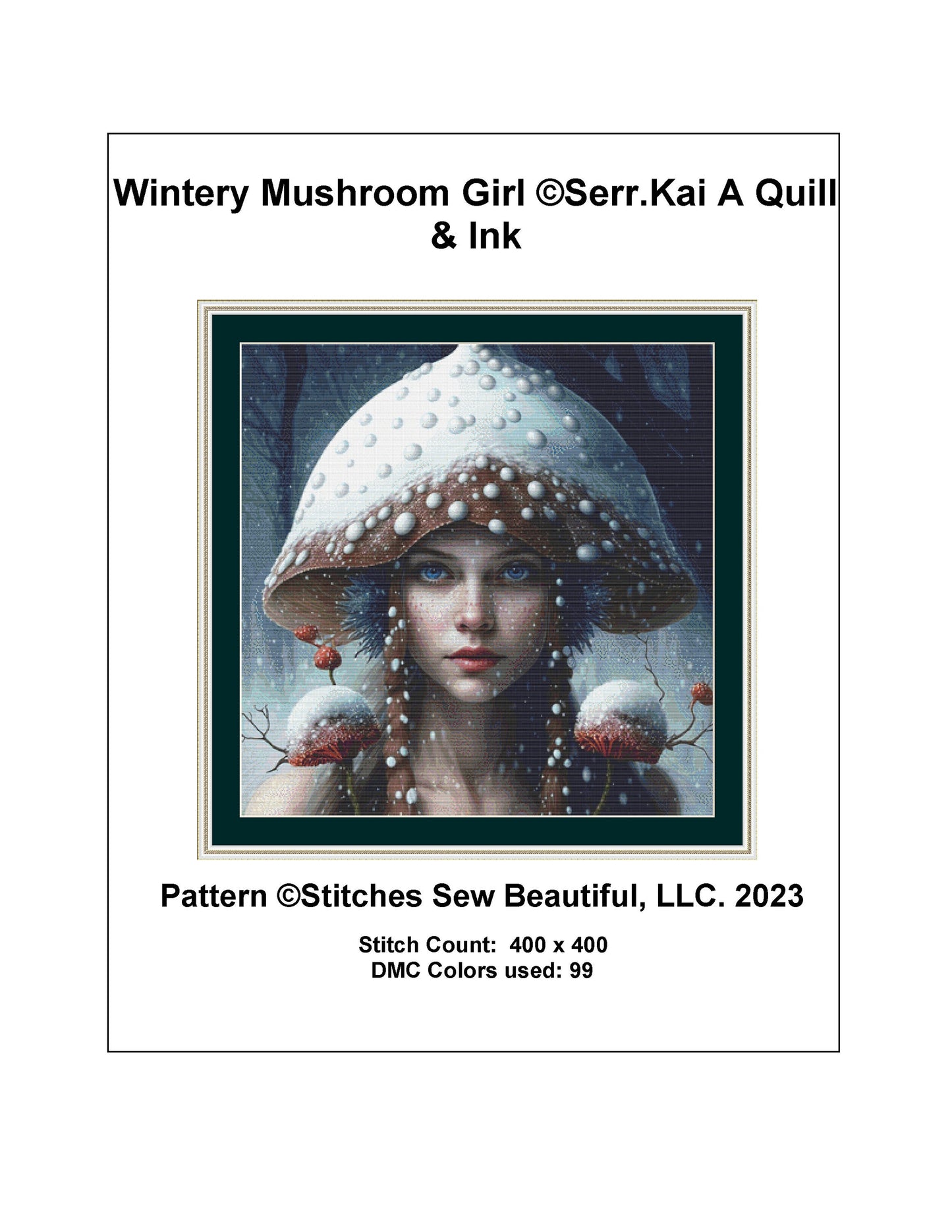 Wintery Mushroom Girl cross stitch pattern by Serr.Kai A Quill & Ink
