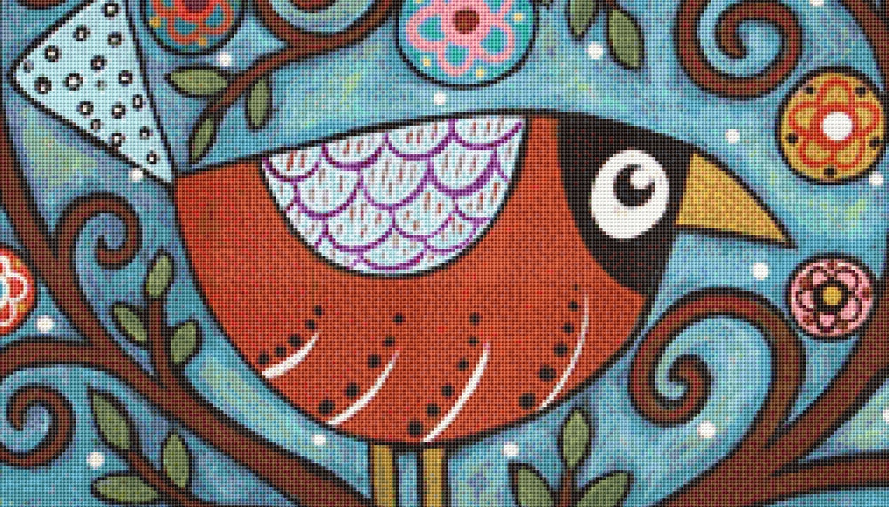 Funky Bird counted cross stitch pattern by Karla Gerard