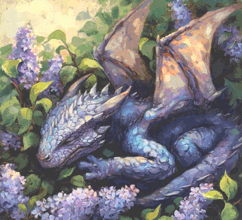 Lilac Dreams Dragon cross stitch pattern by Serr.Kai A Quill & Ink