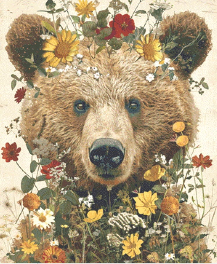 Spring Bear (Max Colors) cross stitch pattern by Serr.Kai A Quill & Ink